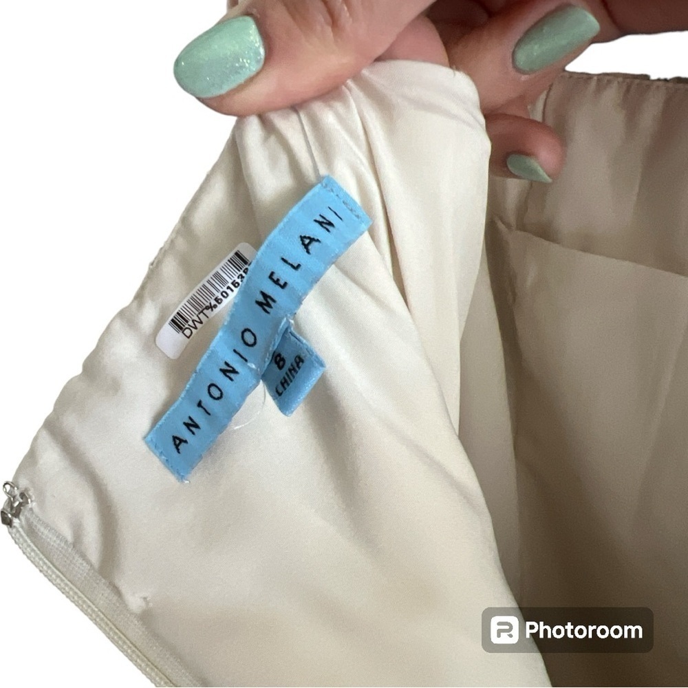 NWOT Antonio Melani pleated Tiffany oat/pool blue floral sundress - Picture 5 of 6